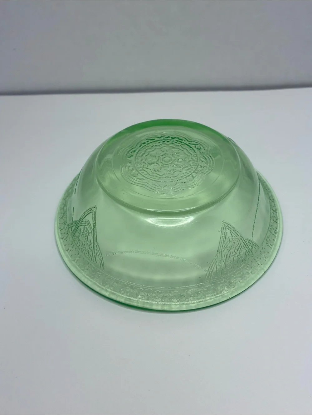 Vintage Uranium Green Federal Georgian Lovebirds Small Berry And Dessert Bowl